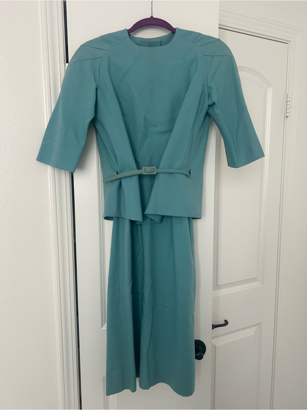 50s 60s Vintage Teal Midi Dress and Top Set